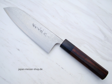 AZAI Aogami-Super Suminagashi Santoku 16,5 cm, handgeschmiedet und -signiert, nicht rostfrei