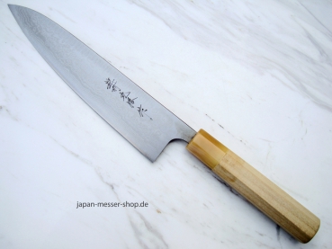 AZAI Aogami-Super Suminagashi Gyuto 22 cm, handgeschmiedet und -signiert, nicht rostfrei
