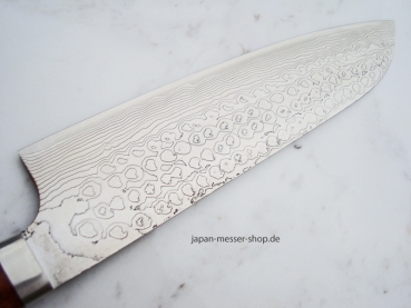 AZAI R2 Santoku Damastmesser 18 cm Klinge, Griff W�steneinsenholz, handgeschmiedet
