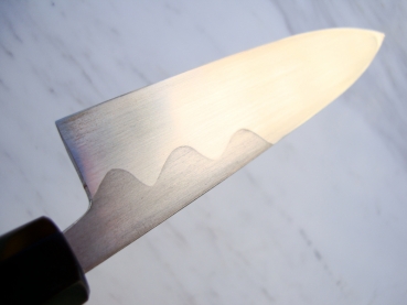 HEIJI Schmiede Aogami 1 Mini Yanagi, 12,5 cm Klinge mit Honbazuke, handgeschmiedet und -signiert, nicht rostfrei