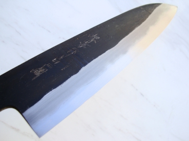 AOKI Shirogami 2 Warikomi Kurouchi Santoku 19,5 cm - handsigniertes Meisterst�ck