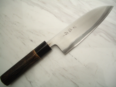 HEIJI Schmiede Atsuraeko Migaki Santoku, 18,5 cm Klinge mit Honbazuke, handgeschmiedet und - signiert, nicht rostfrei