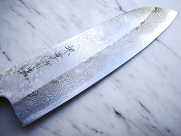 AOKI Gingami 3 Ichii Exklusiv Suminagashi Santoku, 18 cm Klinge, handgeschmiedet und -signiert