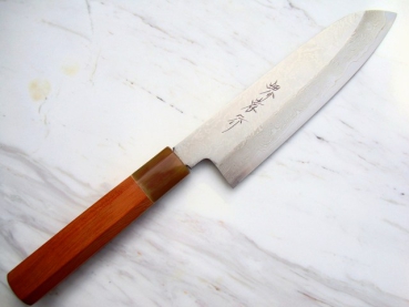 AOKI Gingami 3 Ichii Exklusiv Suminagashi Santoku, 18 cm Klinge, handgeschmiedet und -signiert