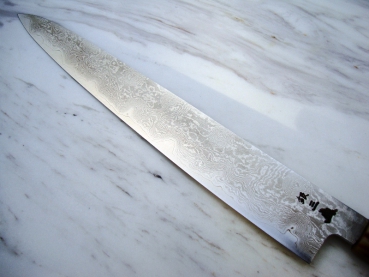 Aoki Gingami 3 Ichii Exklusiv Suminagashi Sujihiki, 27 cm Klinge, handgeschmiedet und -signiert