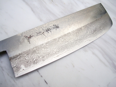 AOKI Gingami 3 Suminagashi Ho Exklusiv Nakiri, 18 cm Klinge, handgeschmiedet und -signiert