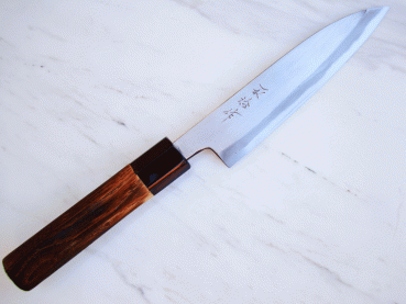 HEIJI Schmiede Atsuraeko Migaki Petty, 13,5 cm Klinge mit Honbazuke, handgeschmiedet und - signiert, nicht rostfrei
