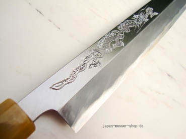 AOKI Aogami 2 Doi-Drachen-Shobu 30 cm mit Honbazuke, Meisterst�ck handgeschmiedet und -graviert