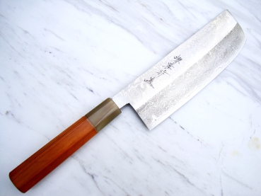 AOKI Gingami 3 Ichii Exklusiv Suminagashi Nakiri, 18 cm Klinge, handgeschmiedet und -signiert