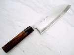 HEIJI Schmiede Santoku 17 cm Klinge mit Honbazuke, handgeschmiedet und -signiert, rostfrei