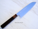 AOKI Shirogami 1 Warikomi Santoku Spiegel 19,5 cm - handgeschmiedet und -signiertes Meisterst�ck
