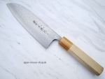AZAI Aogami-Super Suminagashi Santoku 16,5 cm, handgeschmiedet und -signiert, nicht rostfrei