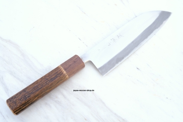 HEIJI Schmiede Santoku 18,5 cm Klinge mit Honbazuke, handgeschmiedet und -signiert, rostfrei