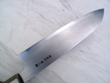 AOKI Aogami 2 Warikomi Wa Santoku 21 cm Ebenholz, handgeschmiedet und -signiert - nicht rostfrei