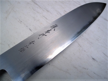 AOKI Aogami 2 Warikomi Wa Santoku 21 cm Ebenholz, handgeschmiedet und -signiert - nicht rostfrei