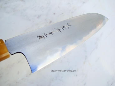 AOKI Aogami 2 Warikomi Wa Santoku 19,5 cm Ebenholz, handgeschmiedet und -signiert - nicht rostfrei