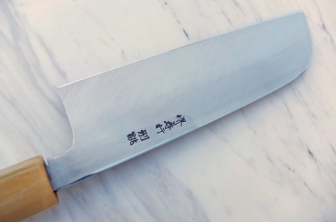 AOKI Shirogami 2 Spiegel Kamagata Usuba -Form 19,5 cm, Meisterstück, handgeschmiedet und -signiert