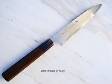 AOKI Shirogami 1 Warikomi Petty 16,5 cm - handgeschmiedet und -signiertes Meisterstück