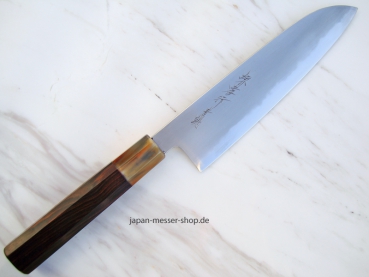 AOKI Aogami 2 Warikomi Wa Santoku 19,5 cm Ebenholz, handgeschmiedet und -signiert - nicht rostfrei