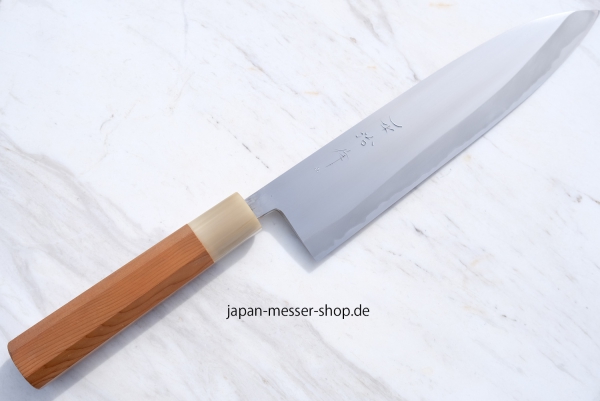 HEIJI Schmiede Gyuto 24 cm Klinge mit Honbazuke, handgeschmiedet und -signiert, rostfrei
