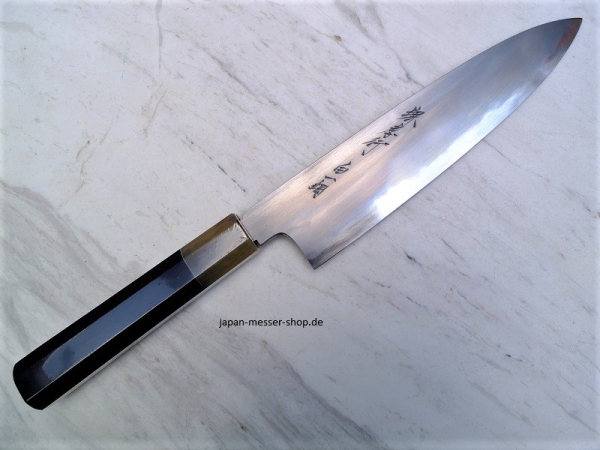 AOKI Shirogami 1 Warikomi Gyuto 21 cm - handgeschmiedet und -signiertes Meisterstück