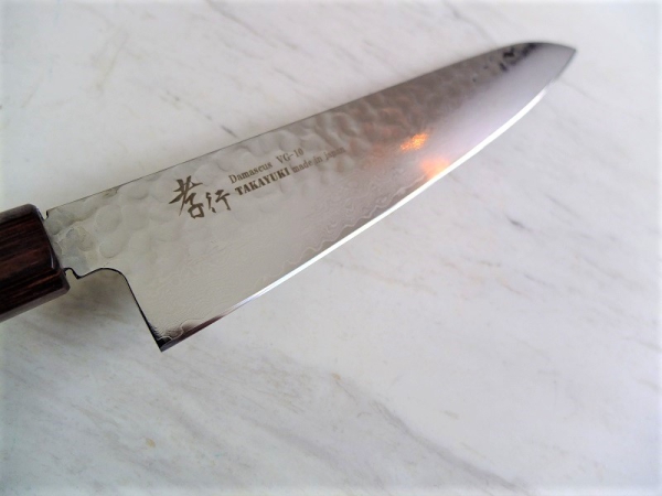 AOKI Sakai Takayuki VG10 Suminagashi Tsuchime Wa Gyuto, 21 cm Klingenlänge, rostfrei, Griff jap. Zelkove