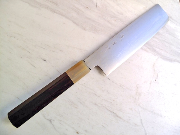 AOKI Gingami 3 Exklusiv Suminagashi Nakiri, 18 cm Klinge, handgeschmiedet und -signiert -
