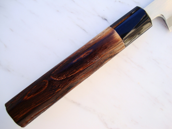 HEIJI Schmiede Atsuraeko Iwasaki Stahl Mini Yanagi, 15 cm Klinge mit Honbazuke, handgeschmiedet und -signiert, nicht rostfrei
