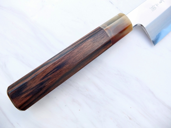Rarität - Itsuo Doi Aogami  Spiegel Santoku, 19,5 cm, Meisterstück handgeschmiedet und -signiert