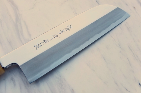 AOKI Shirogami 2 Spiegel Kamagata Usuba -Form 19,5 cm, Meisterstück, handgeschmiedet und -signiert