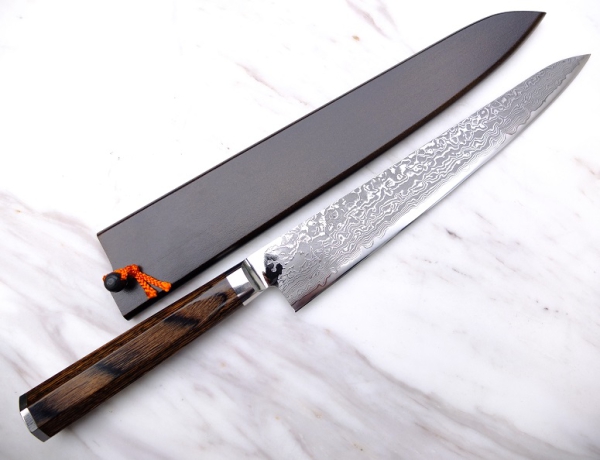 Takamura Hana PM Damastmesser Sujihiki 24 cm, handgeschmiedet und -signiert