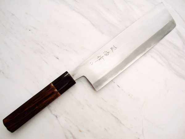HEIJI Schmiede Nakiri 18 cm Klinge mit Honbazuke, handgeschmiedet und -signiert, rostfrei